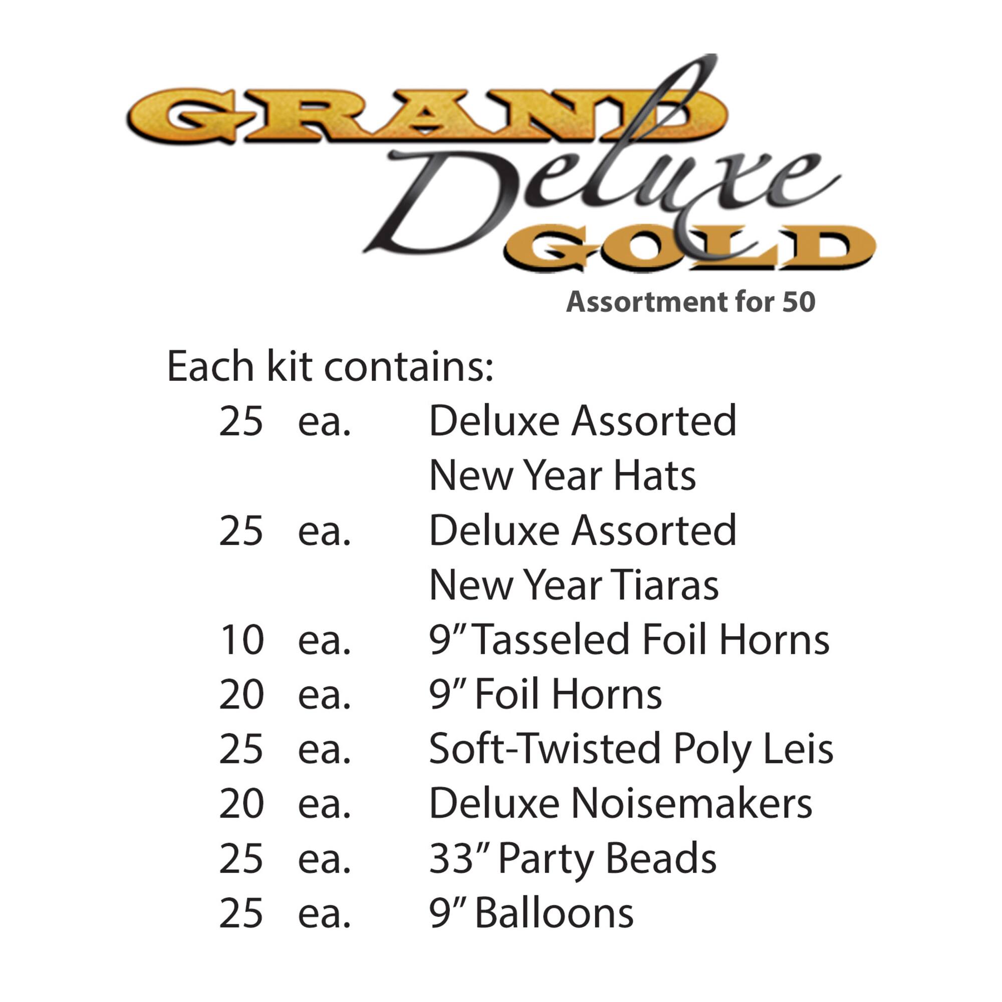 Beistle Gold, Black & White New Year Grand Deluxe Party Favor Kit for 50